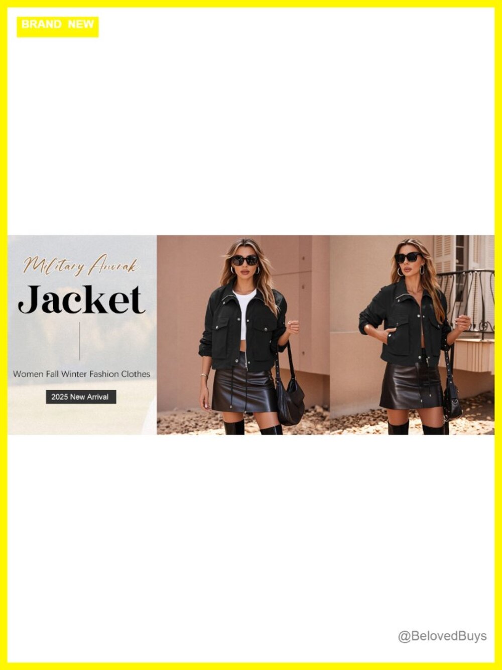 Womens Lightweight Cropped Bomber Jacket With Pockets - Picture 6 of 6